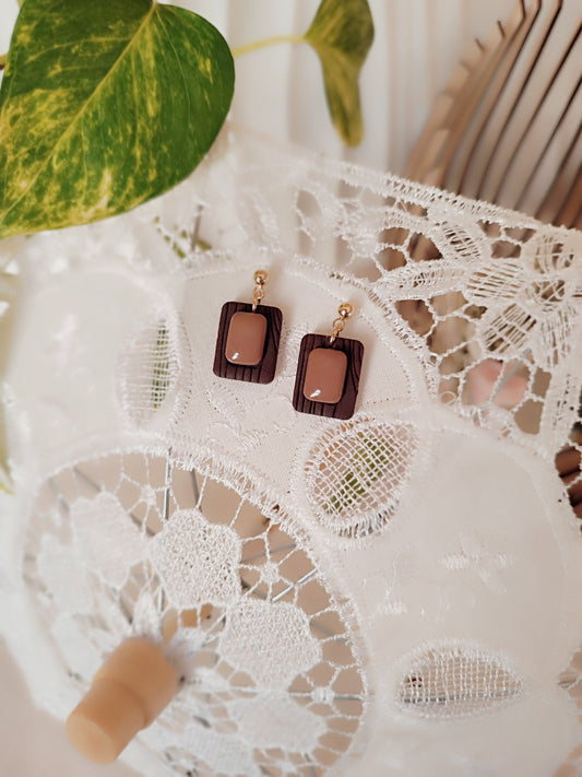 Boucles d’oreilles “Bois doré" - O mill'éclats O mill'éclats