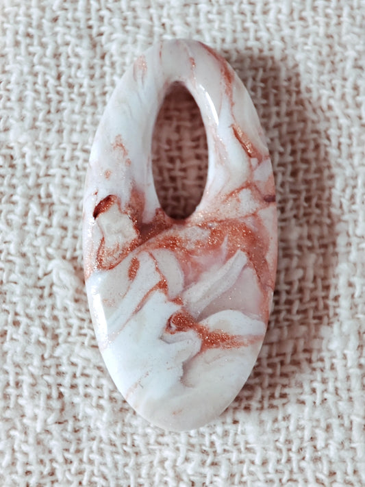 Modulables - Ovale blanc lumineux & nuances cuivrées (pampilles interchangeables)