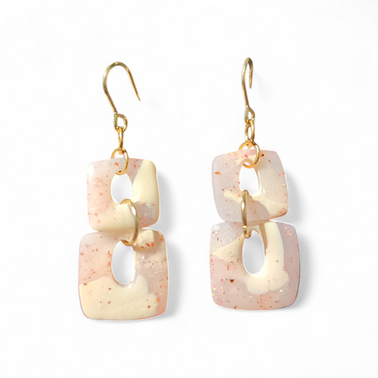 Carrés translucides marbrés sable - paillettes cuivrées