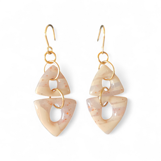 Triangles translucides marbrés sable - éclats cuivrées