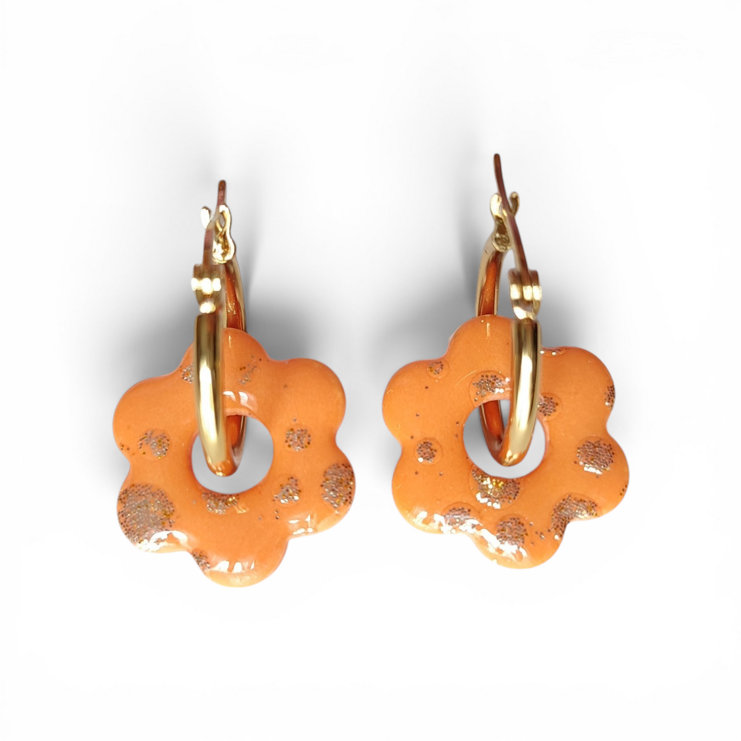 Orange doré - Pêche scintillante - Fleurs - Modulables